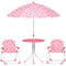 Qaba Kids Picnic Table, Kids Table and Chair Set with 2 Folding Chairs and Umbrella for Backyard, Garden, Patio, Pink