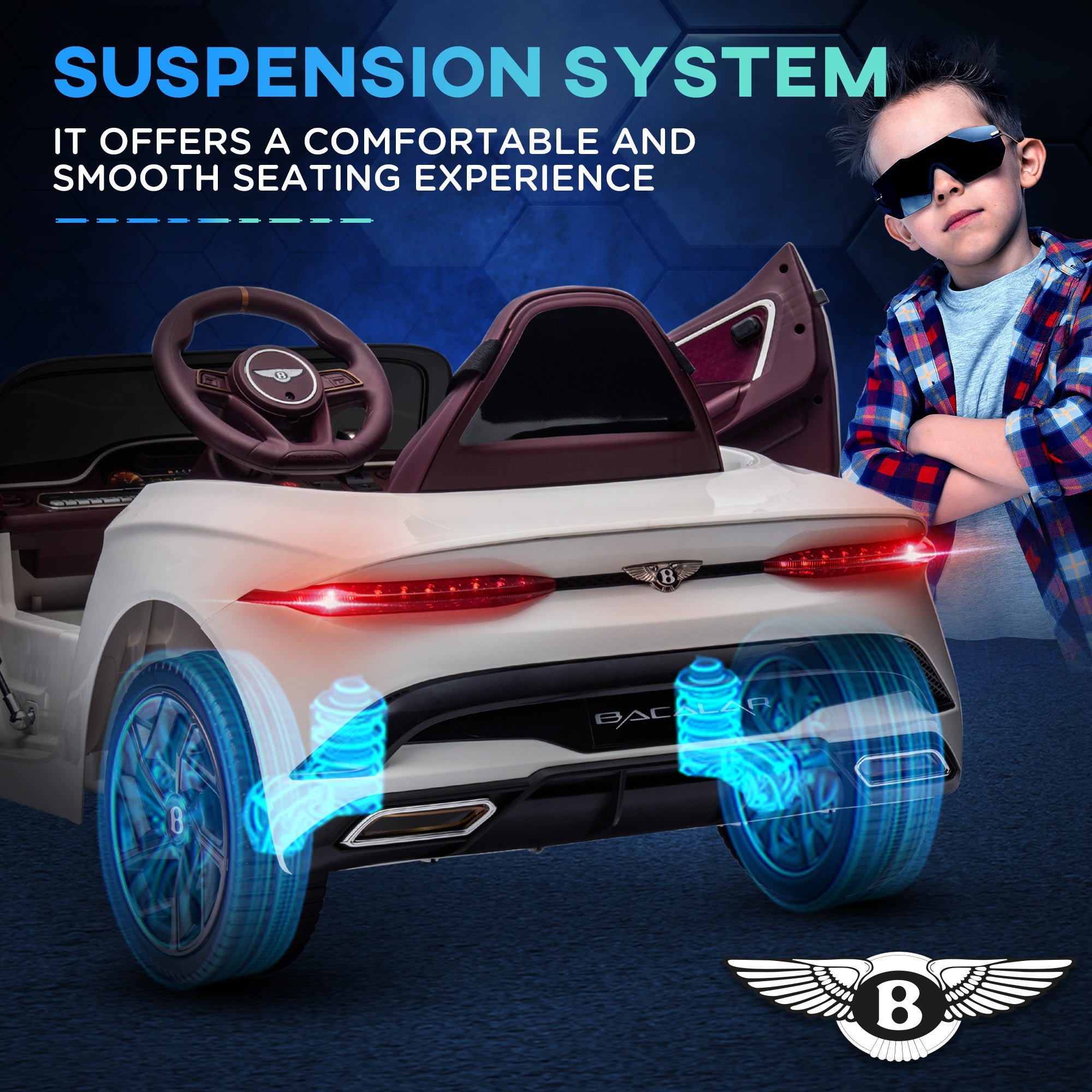 Aosom Kids Ride-On Car: 12V Electric, Butterfly Doors, Remote Control, Portable Battery, White 