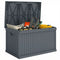 70 Gallon Deck Box, Resin Outdoor Storage Box with Handles, Waterproof Storage Container for Garden Tools, Dark Grey