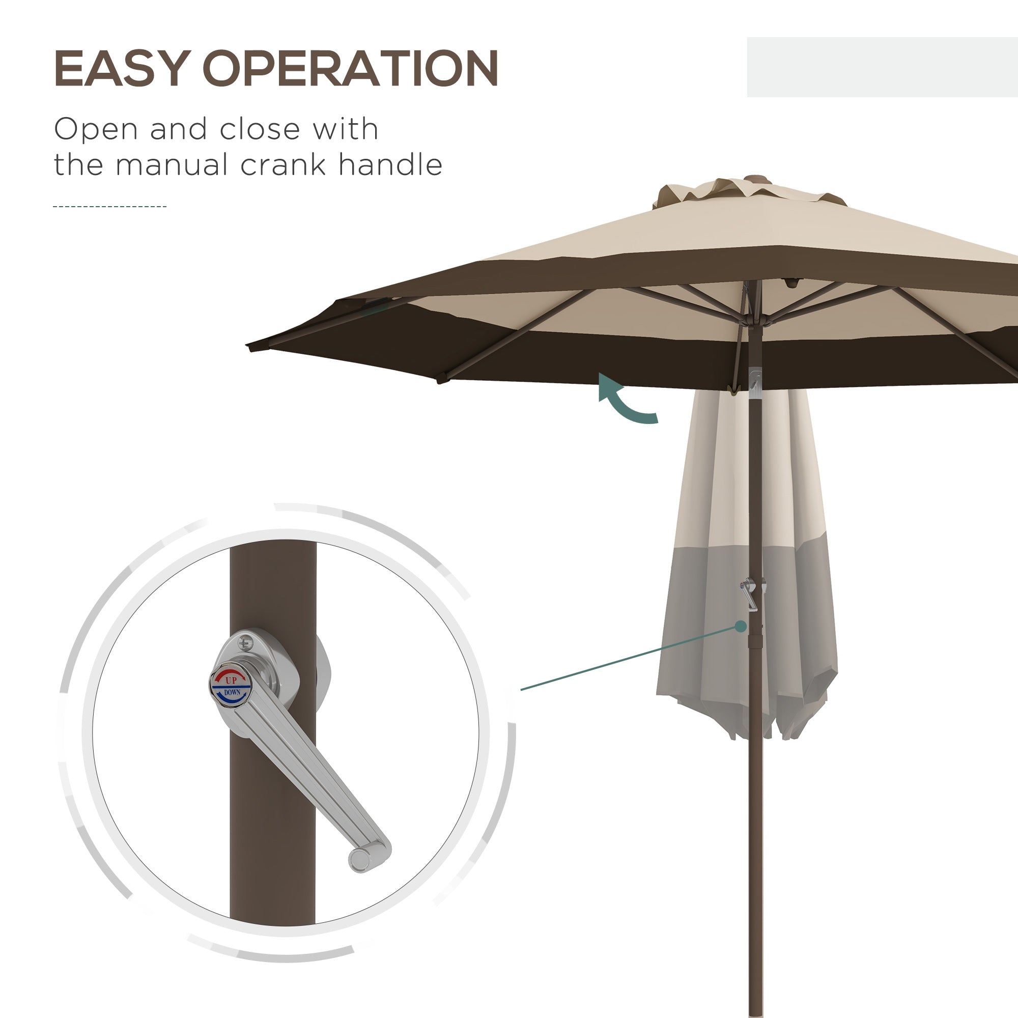 Outsunny Patio Market Umbrella: 9x9ft Outdoor Table Parasol with Tilt Crank Canopy, Deep Brown 