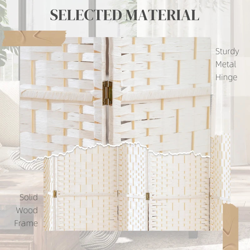 8 Panel Folding Room Divider, Portable Privacy Screen, Wave Fiber Room Partition for Home Office, White