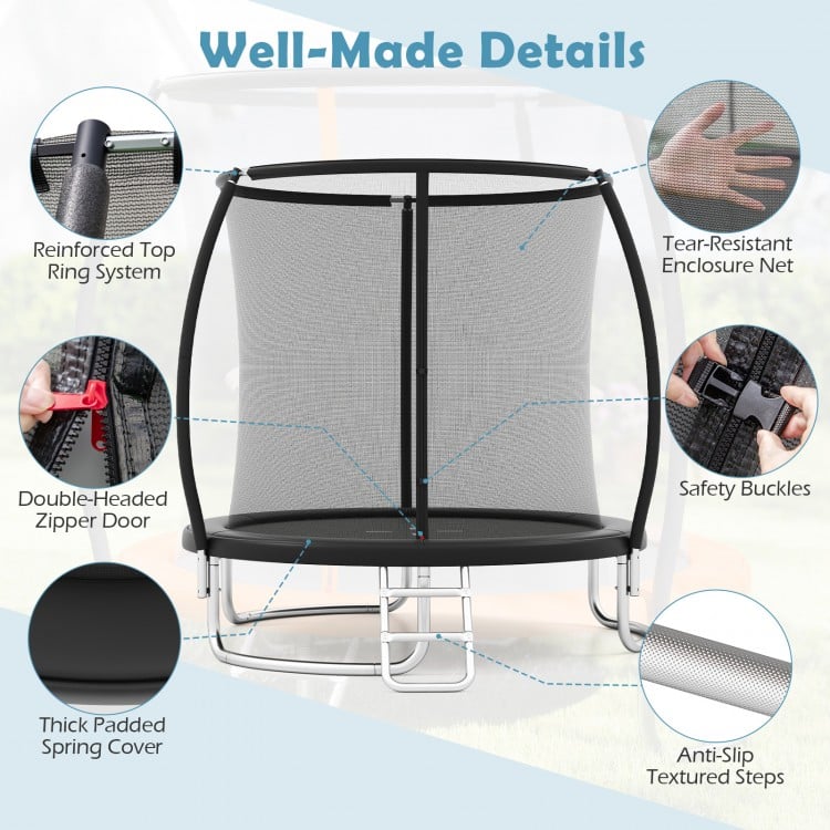 8FT Outdoor Heavy-Duty Recreational Trampoline-Black