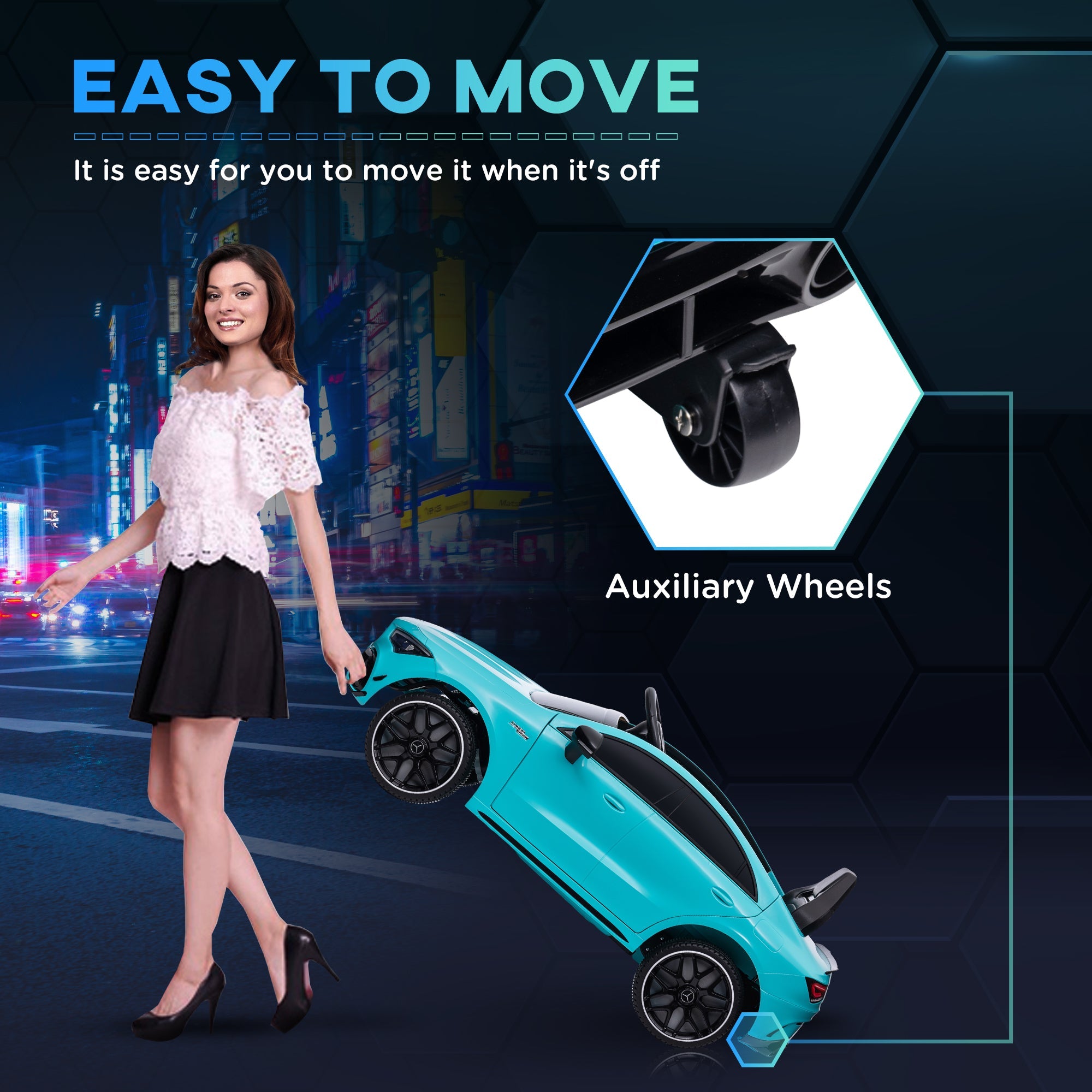 Qaba Mercedes-AMG Licensed 12V Ride on Car, Kids Electric Car with Remote Control, Spring Suspension, LED Lights, Light Blue 