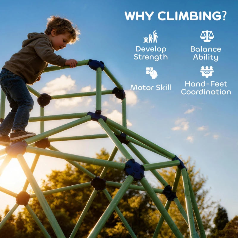 Qaba Climbing Dome, 6FT Geometric Dome Climber, Indoor Outdoor Jungle Gym Playground for Kids 3-8 Boys Girls, Green