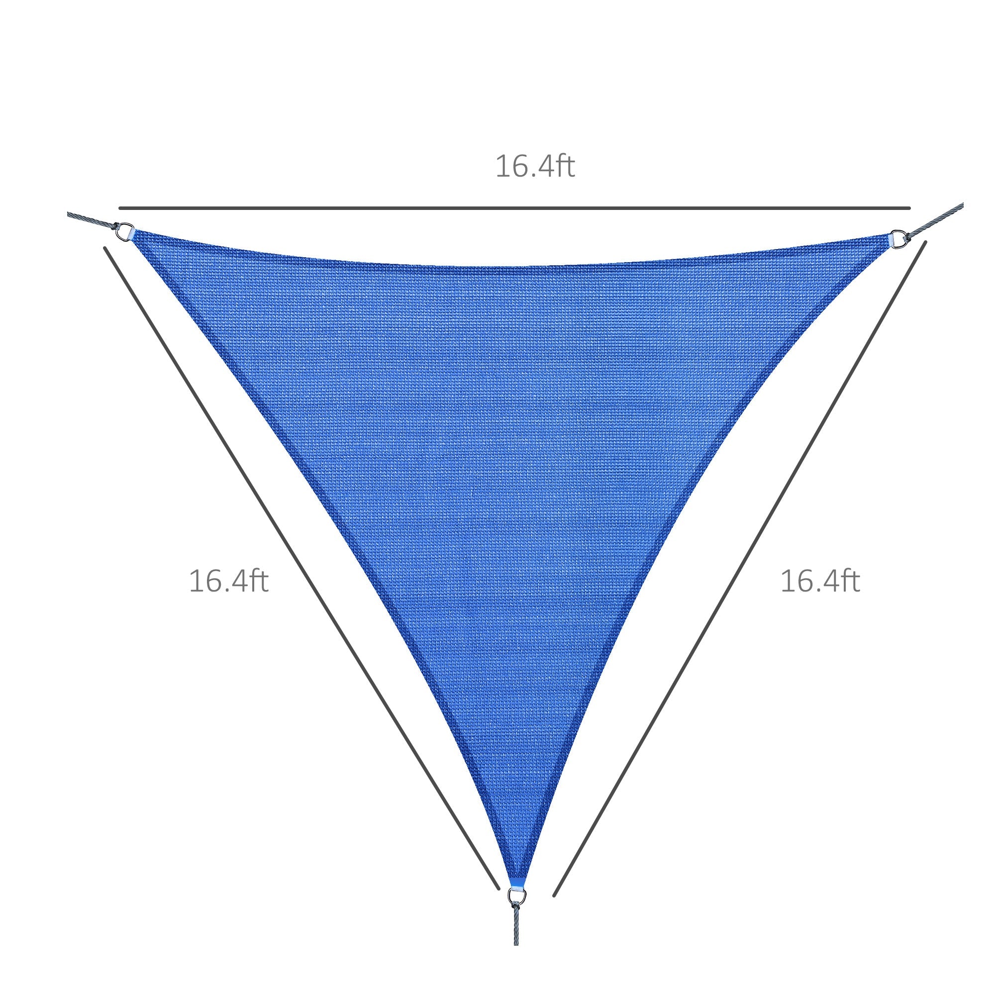 Outsunny Triangular Retreat: 16.5' Sun Sail Shade Canopy, UV Guard Outdoor Patio Shelter, Blue with Carry Bag 