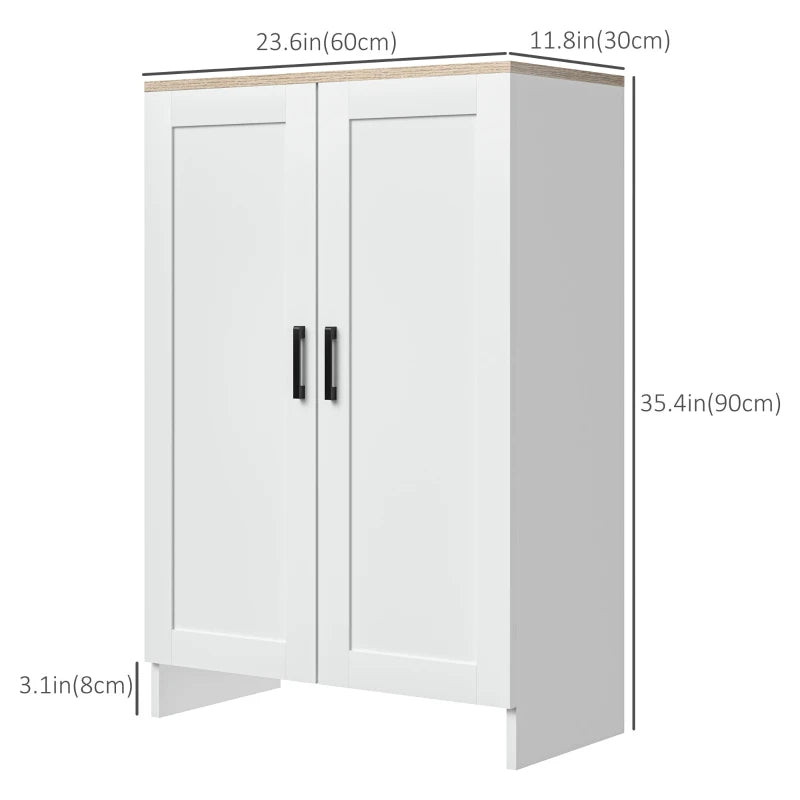 Modern Storage Cabinet with Doors and Adjustable Shelf for Kitchen, Living room, 23.6" x 11.8" x 35.4", White