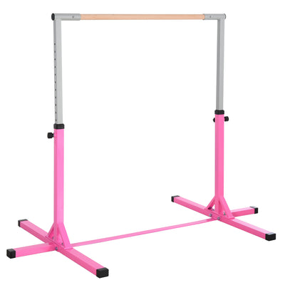 Soozier Professional Home Gymnastics Horizontal Bar for Kids Adjustable Home Gym Fitness w/ Steel Frame and Beechwood 