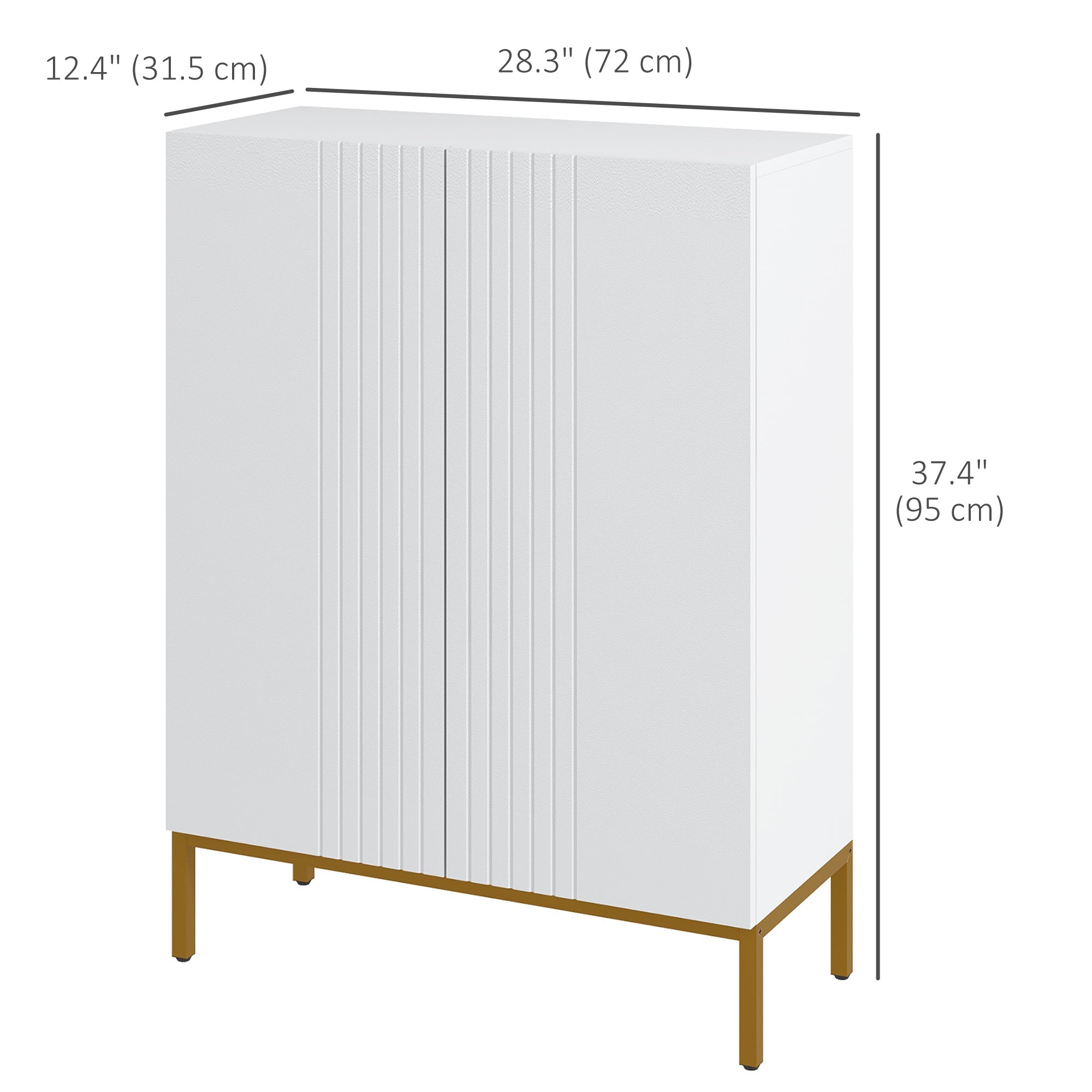 HOMCOM Narrow Shoe Storage Cabinet Adjustable Shelves Soft-Close Hinges for 15-20 Pairs White 