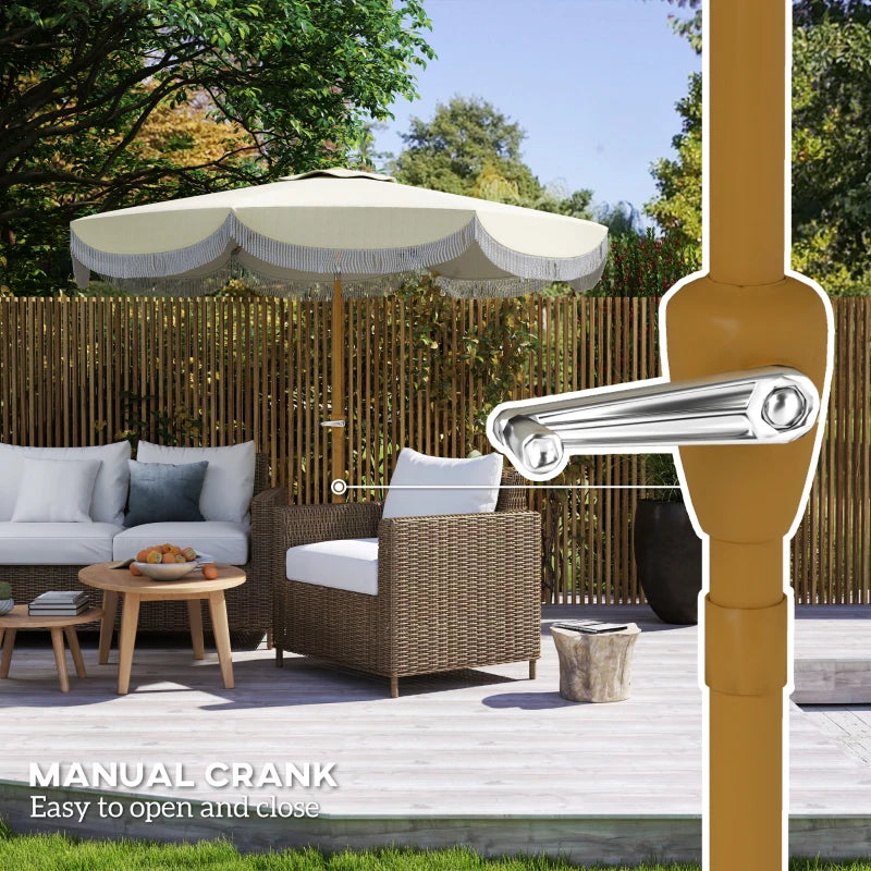 9FT Patio Umbrella Parasol, UPF 30+ Outdoor Market Umbrella with Crank, 8 Ribs, Push Button Tilt, Cream White