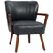 Accent Chair, Modern Armchair, Faux Leather Upholstered Living Room Chair with Wood Legs and Wide Padded Seat, Black