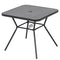 Outsunny Square Outdoor Table, Patio Bistro Coffee Table with Faux-marbled Top and 42mm Umbrella Hole for Garden, Dark Grey