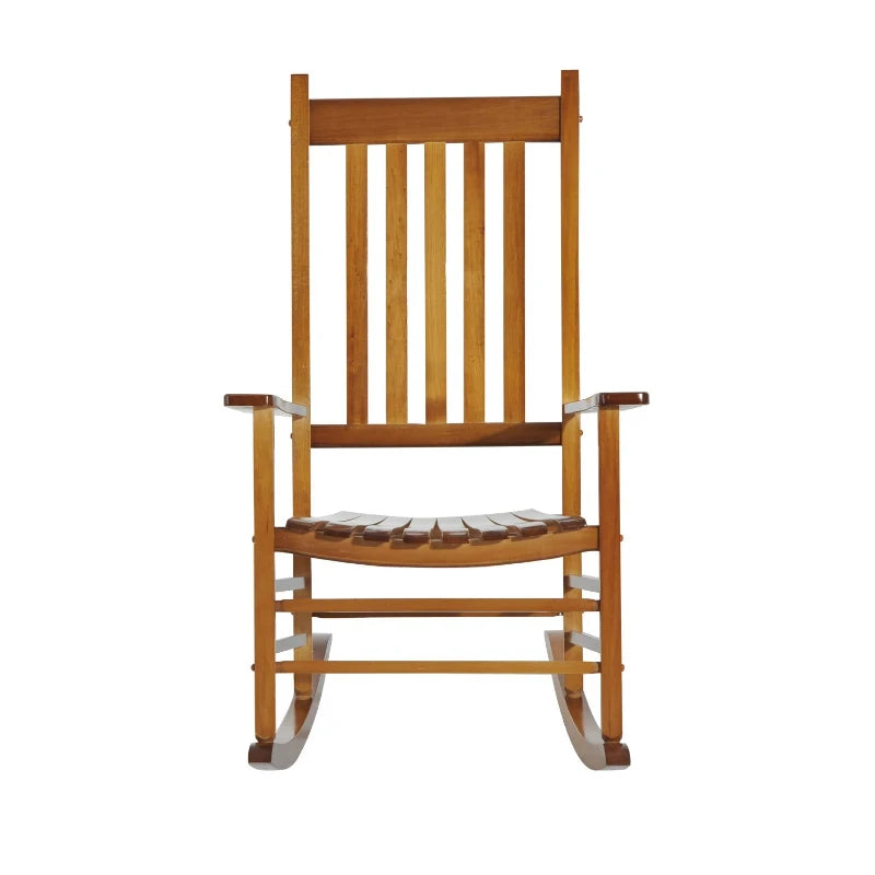 Wooden Porch Rocking Chair Outdoor Patio Rocker Garden Single Leisure Reclining Seat Armchair Natural