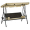 Outsunny Outdoor 3-Seat Porch Swing with Canopy: Rattan Seat, Removable Cushion, Pillows, Steel Frame for Patio Comfort
