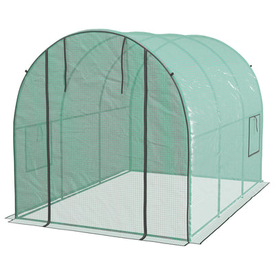 Outsunny Polytunnel Grow Haven: 6.6x10x6.6FT Walk-In Grow House with Plastic Cover, Door Mesh Window Steel Frame 