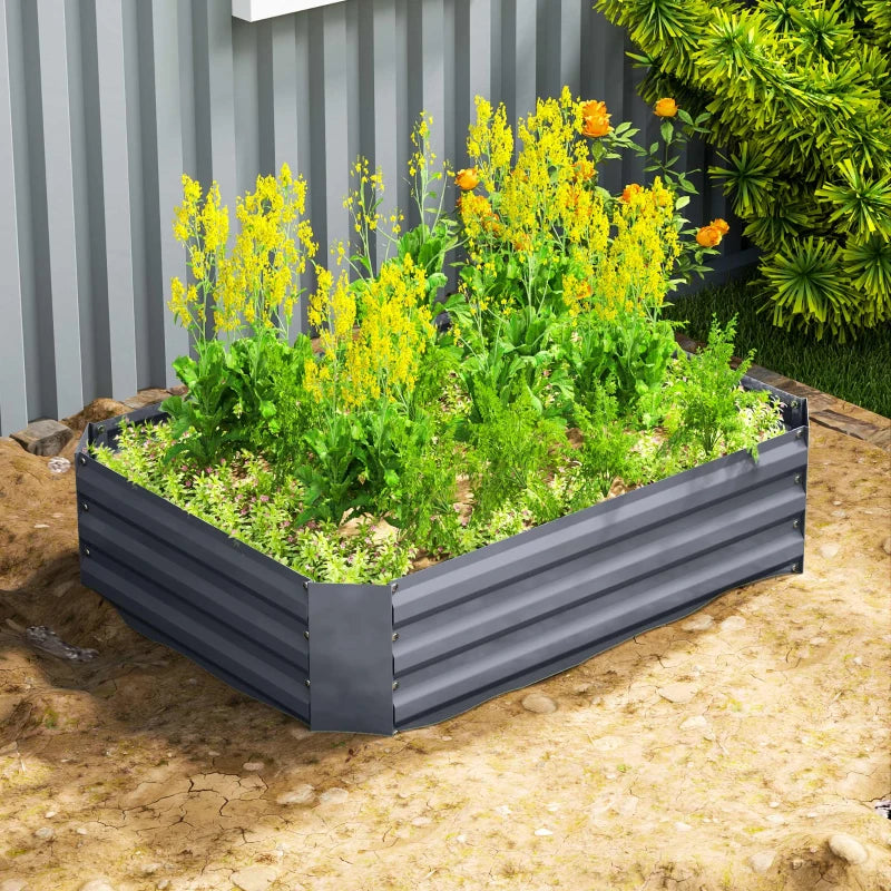 Galvanized Raised Garden Bed, 4' x 3' x 1' Outdoor Metal Planter Box, Raised Bed for Growing Flowers Herbs, Dark Grey