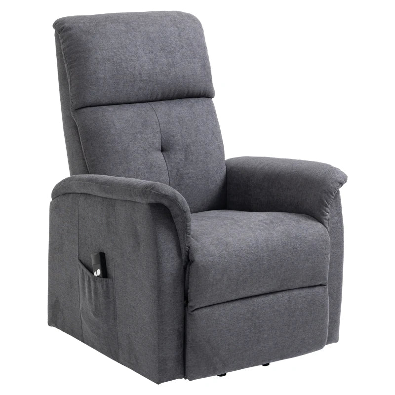 HOMCOM Power Lift Chair Electric Recliner Sofa for Elderly with Remote Control & Side Pocket for Living Room, Grey