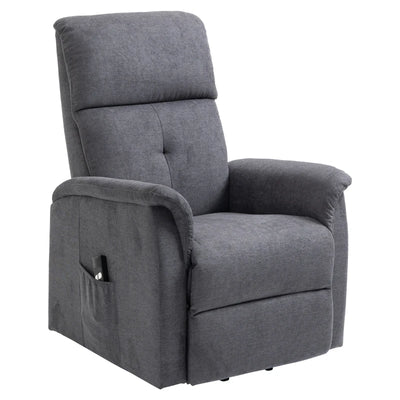 HOMCOM Power Lift Chair Electric Recliner Sofa for Elderly with Remote Control & Side Pocket for Living Room, Grey 