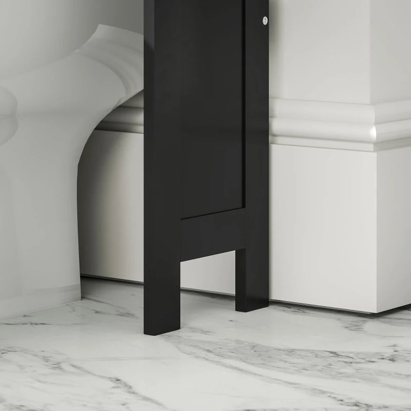 Modern Over The Toilet Storage, Bathroom Cabinets Over Toilet with Open Shelves and Double Door Cabinet, Black