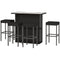 Outsunny 5 Pieces Patio Bar Set, Outdoor PE Rattan Wicker High Top Outdoor Table and Chairs with Glass Top Bar Table and Shelfs, 4 Bar Chairs, Black