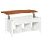 HOMCOM White & Brown Lift Top Coffee Table: Pop-Up Center Table with Hidden Storage, 3 Lower Shelves for Living Room