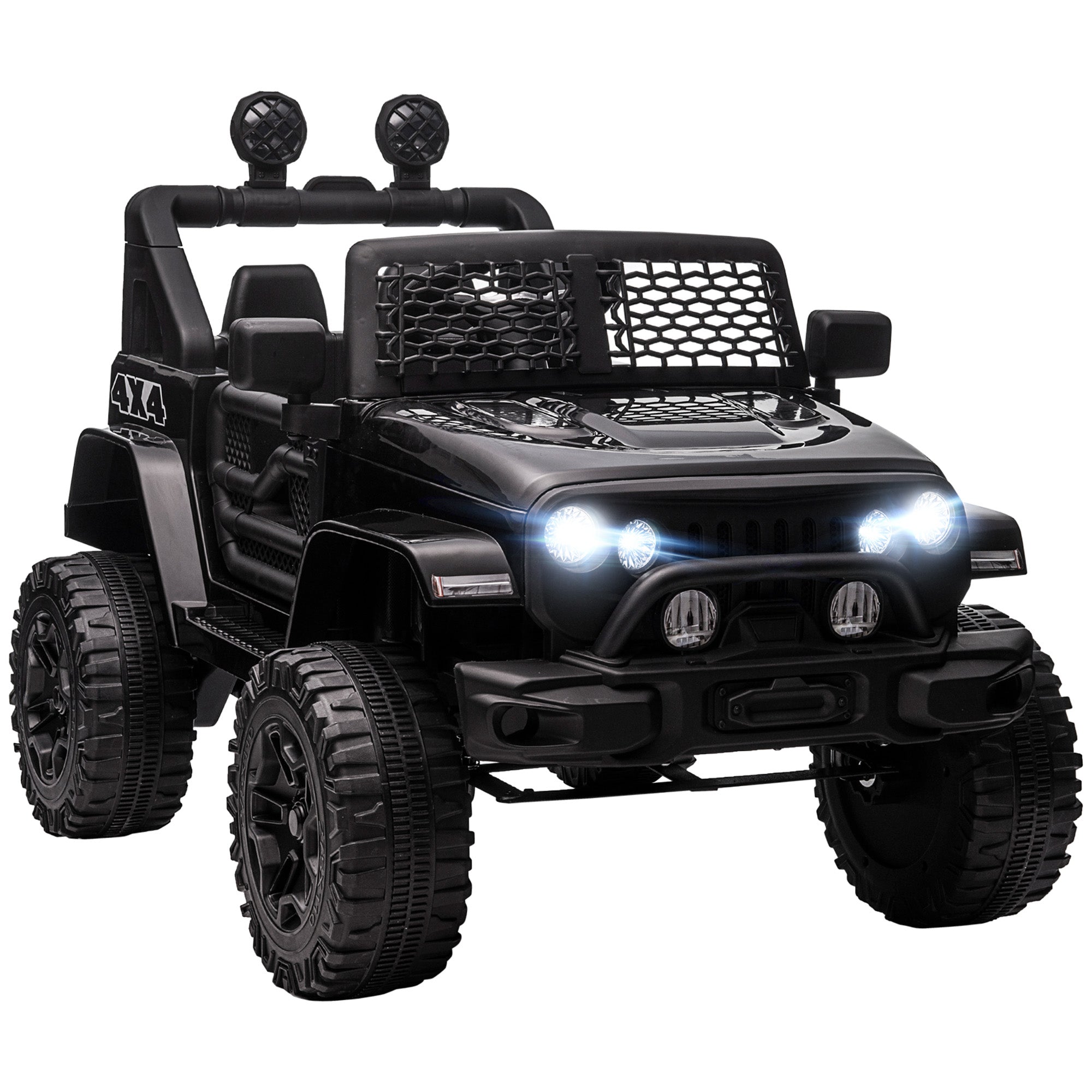 Aosom 12V Battery Powered Kids Ride On Car Off Road Truck Toy w/ Parent Remote, Black 
