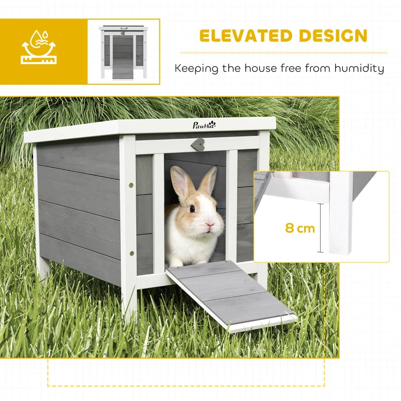 Wooden Rabbit Hutch Bunny Cage Outdoor Cat House Guinea Pig Cage Duck Shelter, Indoor Outdoor Use, 20"x16.5"x17", Grey