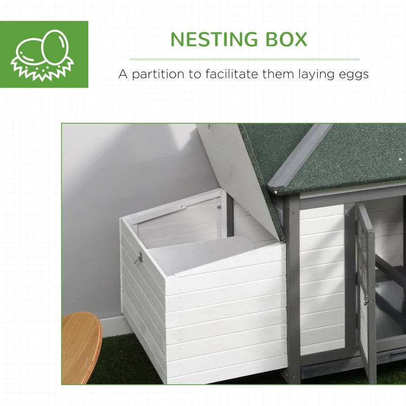 77" Chicken Coop Hen House Rabbit Hutch Poultry Cage Pen Outdoor Backyard with Nesting Box Run White and Dark gray