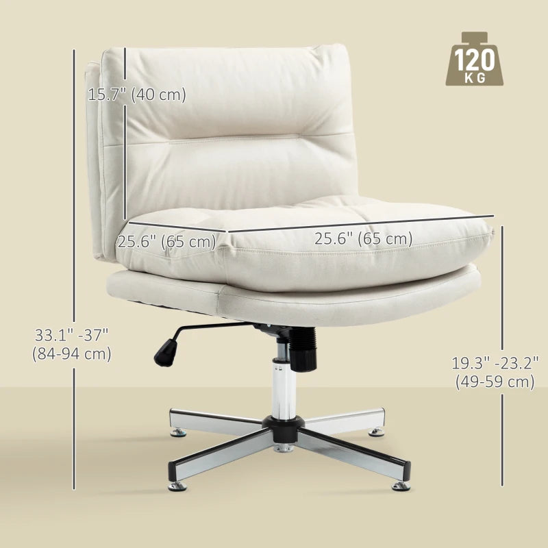 Armless Office Chair, Criss Cross Chair with Adjustable Height & Tilt Function for Home Office, Study, Light Grey