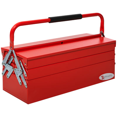 DURHAND Portable Powerhouse: 5-Tray Cantilever Steel Tool Chest Cabinet for Workshop Garage, Red 