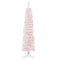 HOMCOM 5ft Snow-Flocked Artificial Christmas Tree, Slim Pencil Xmas Tree with 301 Realistic Branches, Metal Base, Pink