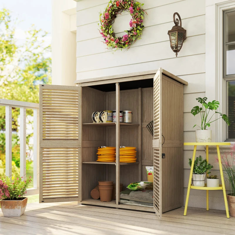 50" x 26" x 66" Wooden Garden Shed, Outdoor Storage Shed with Waterproof Asphalt Roof, Shelves, Natural