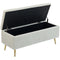 Storage Ottoman Bench, 43 Inch Large Storage Chest with Steel Legs and Padded Seat, Foot Rest, Load 485 lbs, Beige