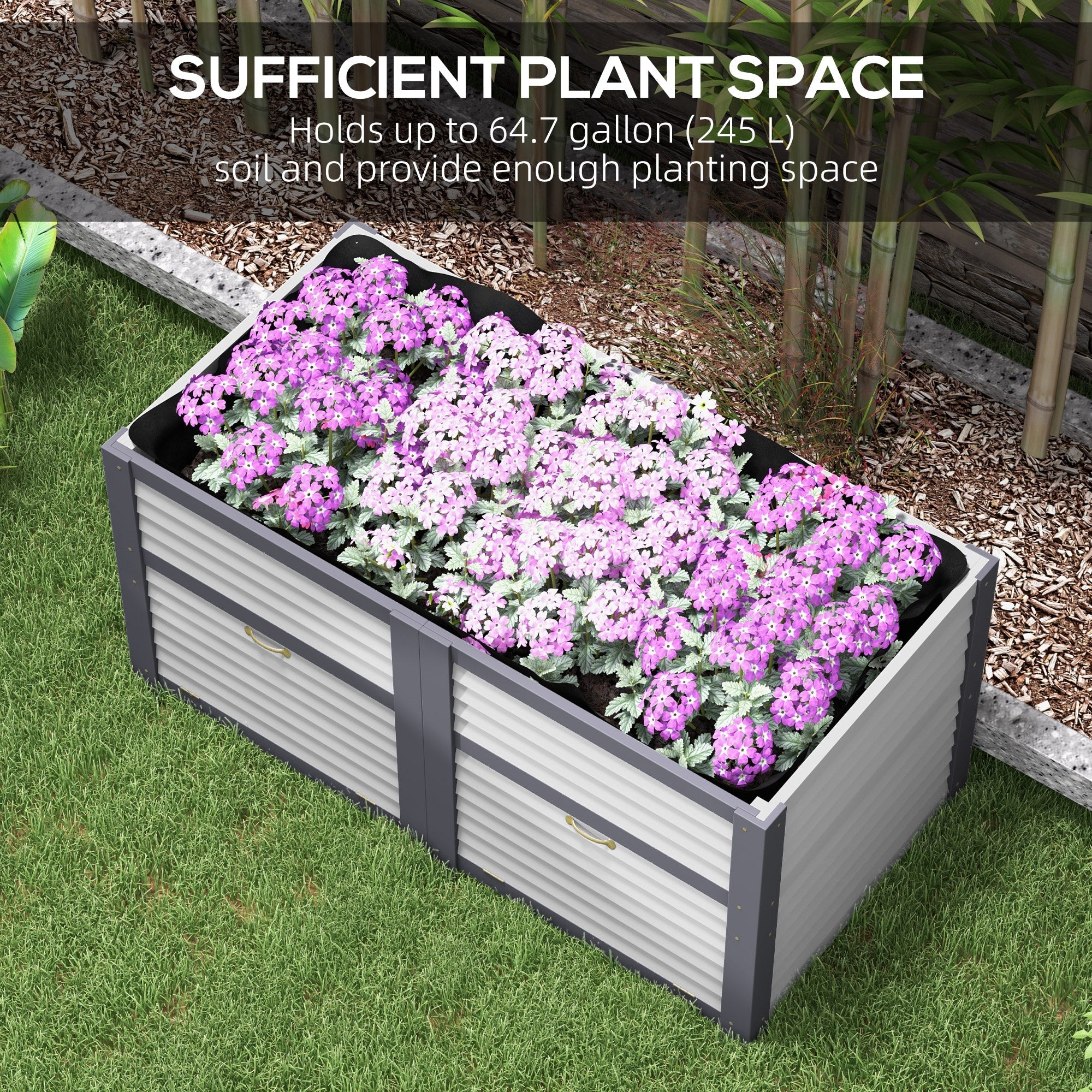 Outsunny Wooden Elevated Planter Box with Storage, 59" x 30" x 29.5" Raised Garden Bed for Vegetables, Flowers, Herbs, Grey 