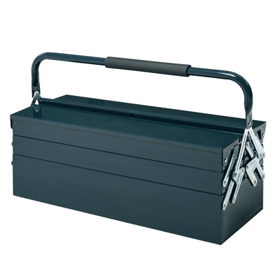 DURHAND Cantilever Toolbox: 5-Tray Portable Steel Tool Chest for Workshop & Garage Organization, Dark Green 