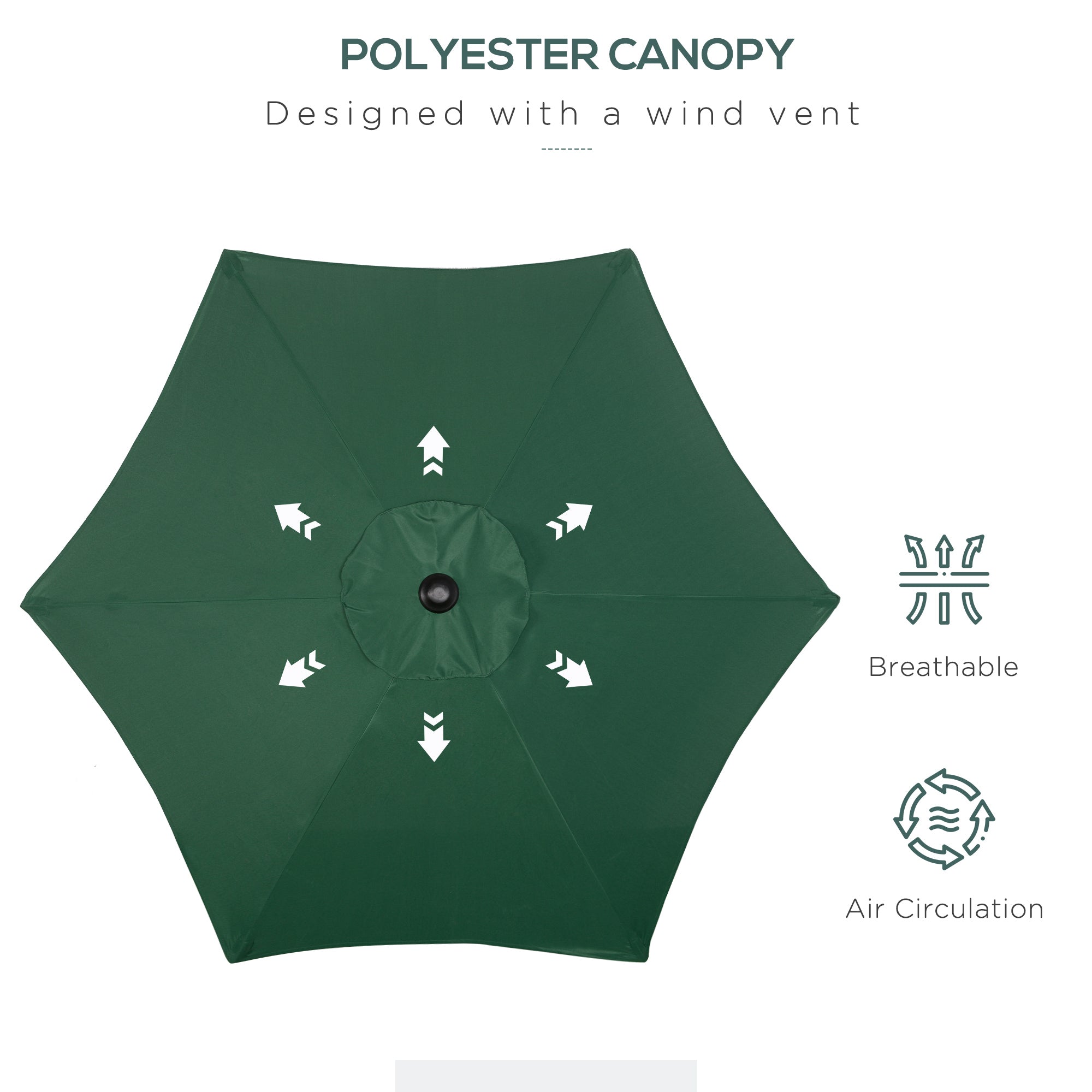 Outsunny 6.6FT Patio Umbrella, Outdoor Parasol with 6 Solid Ribs, Green 