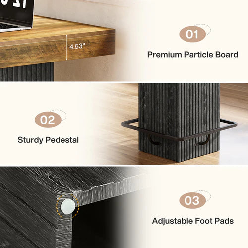 31.5" Square Bar Table Industrial Counter Height Dining Table with Metal Footrest Heavy Duty Pedestal Base Rustic Brown