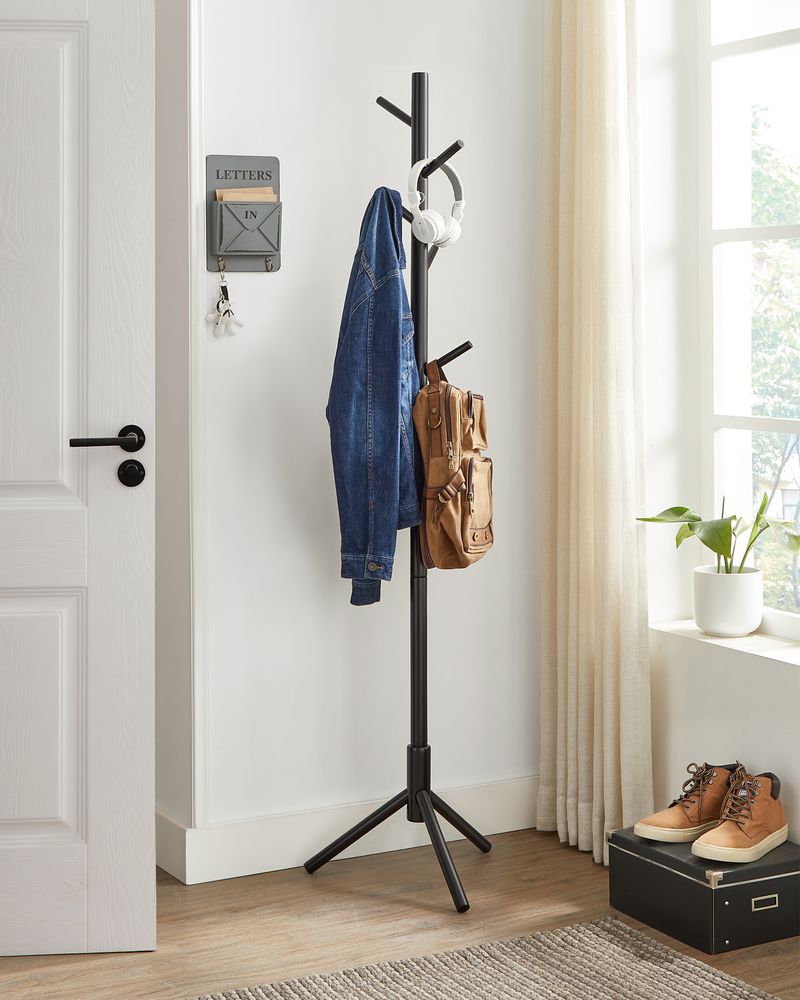 VASAGLE Solid Wood Coat Rack with 8 Hooks 