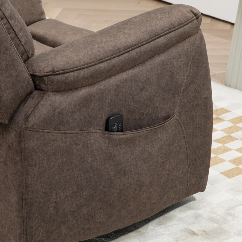 HOMCOM Manual Recliner Chair with Vibration Massage, Reclining Chair for Living Room with Side Pockets, Brown