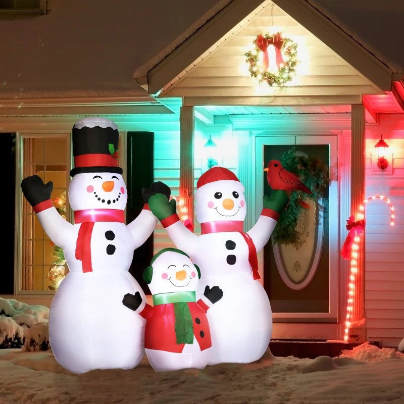 HOMCOM 7.9FT Inflatable Christmas Snowman Decoration, LED Lighted Blow Up for Indoor & Outdoor Holiday Yard Display 