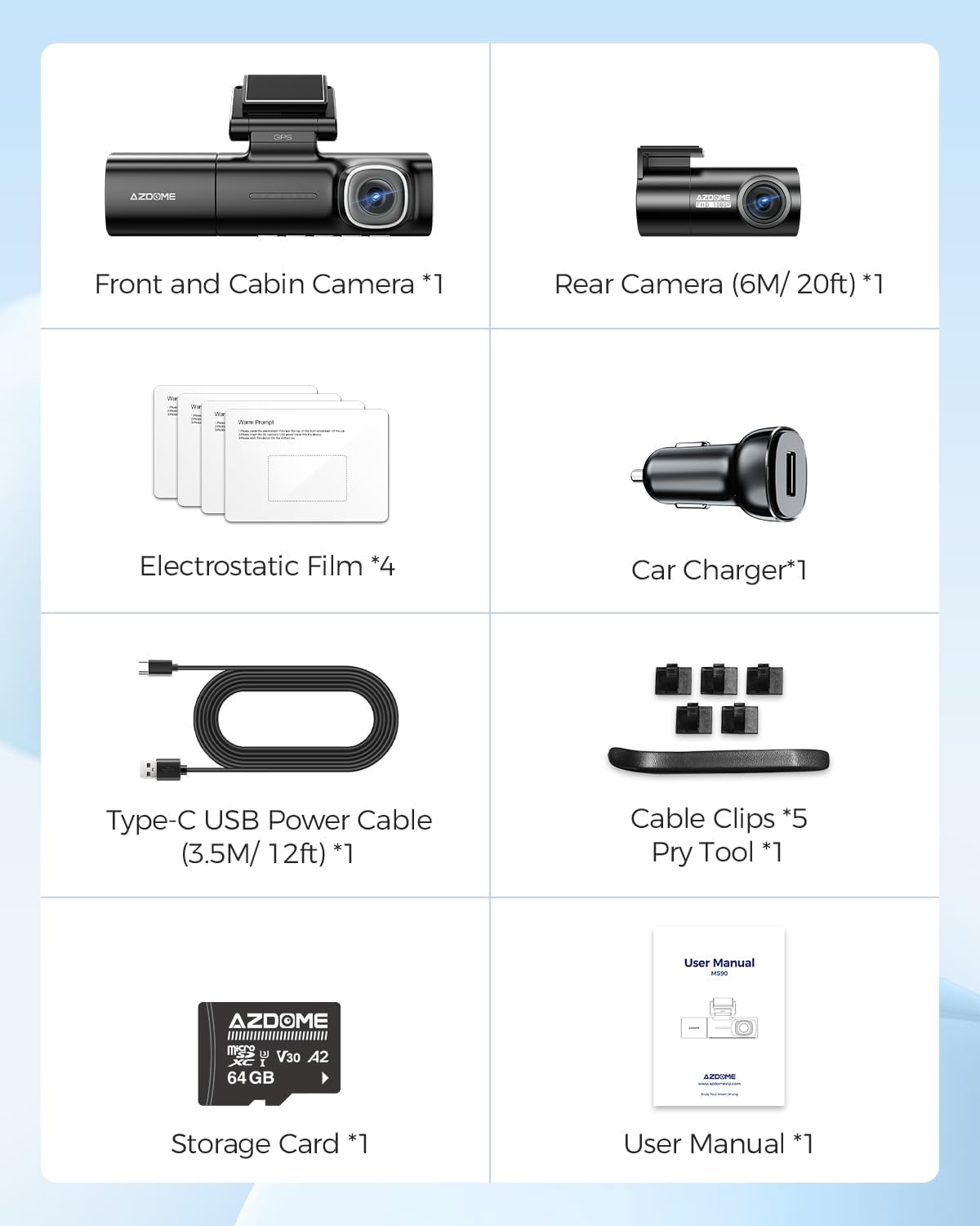 AZDOME M590 3 Channel Dash Cam 