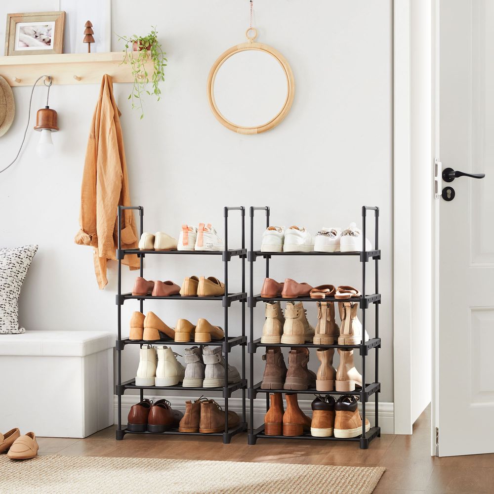SONGMICS Set of 2 Metal Shoe Storage Organizer with 5 Shelves 