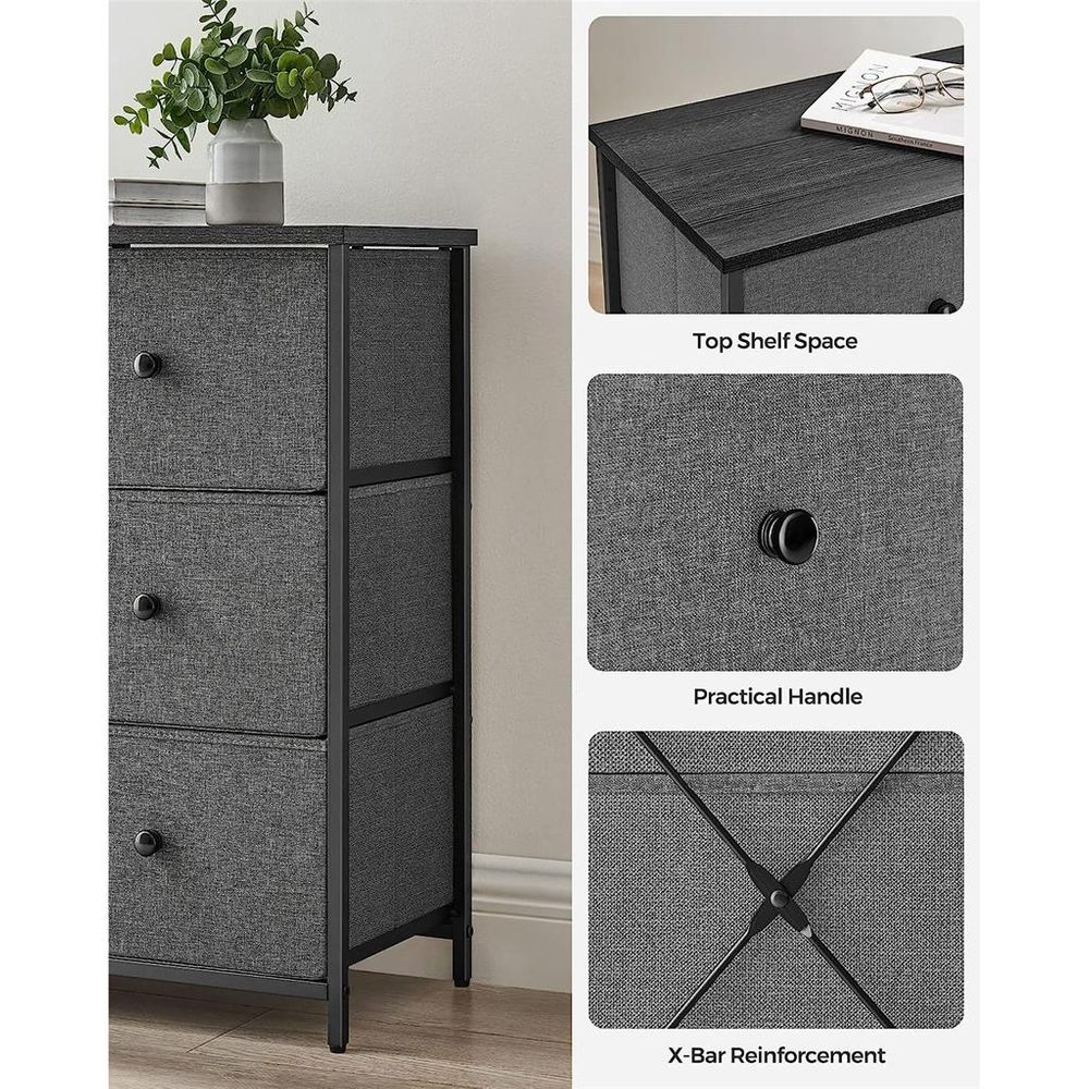 SONGMICS Closet Fabric Dresser with Metal Frame 