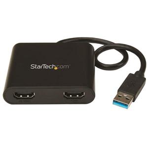 USB 3.0 to Dual HDMI Adapter, 1x 4K & 1x 1080p, External Graphics Card, USB Type-A Dual Monitor Display Adapter, Windows Only