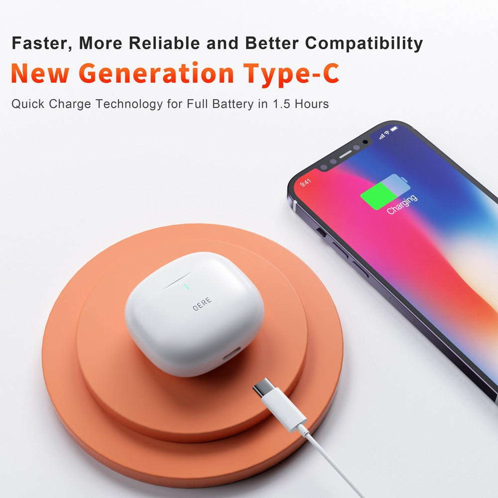Écouteurs sans fil Bluetooth étanches IPX5 avec charge USB-C