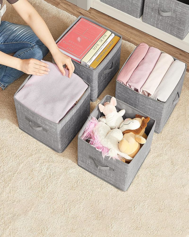 SONGMICS Non-Woven Fabric Storage Cubes with Double Handles 