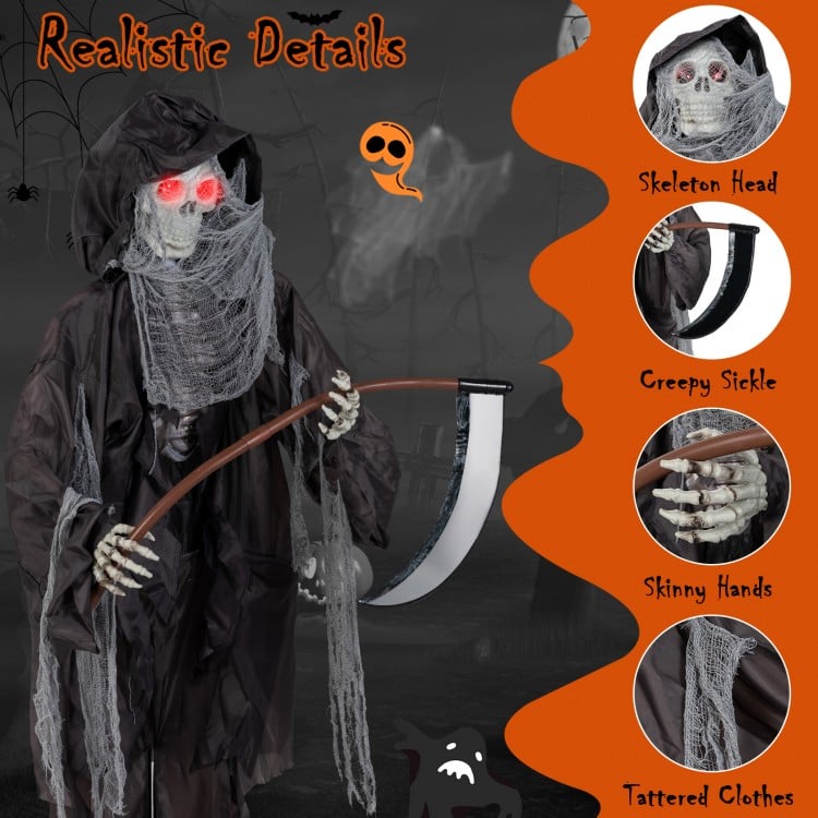 8.5 Feet Halloween Decoration Animated Standing Grim Reaper with Glowing Eyes