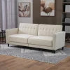 HOMCOM Pull Out Sofa Bed, Button Tufted Fabric Convertible Bed Couch with Adjustable Back, for Living Room, Beige