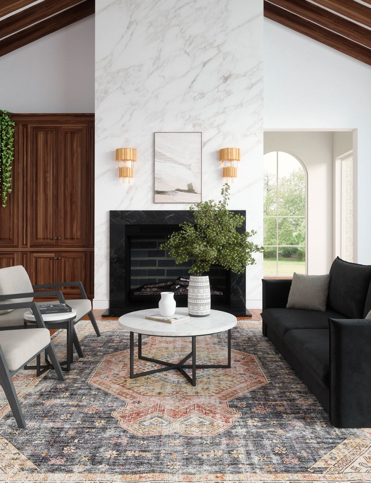 Caspara Orange Black Coral Rug 