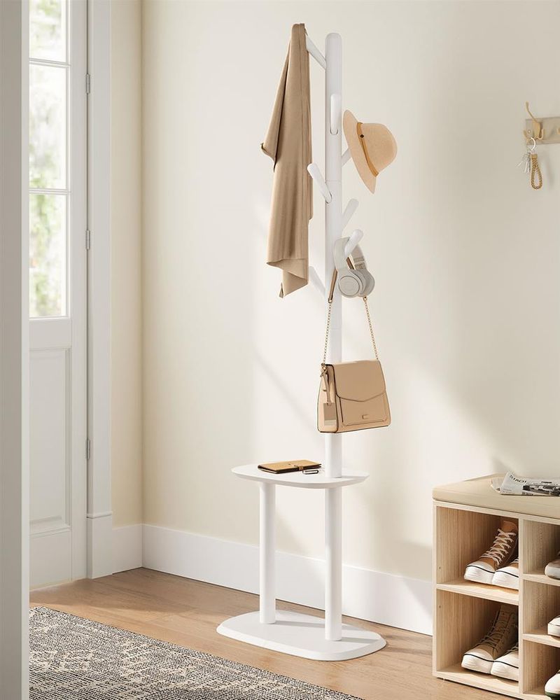 VASAGLE Hall Coat Tree with 8 Hooks and Storage Shelf 