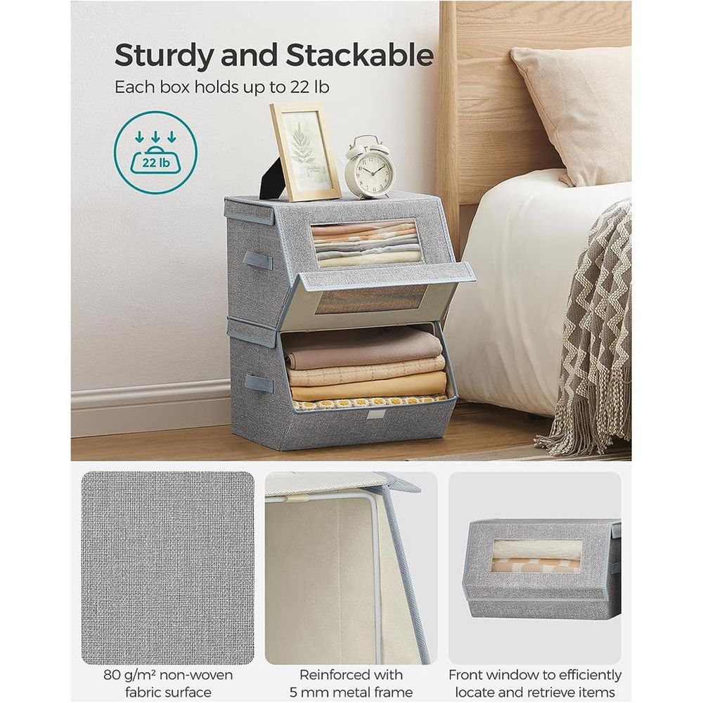 SONGMICS Stackable Storage Bins Set of 2 